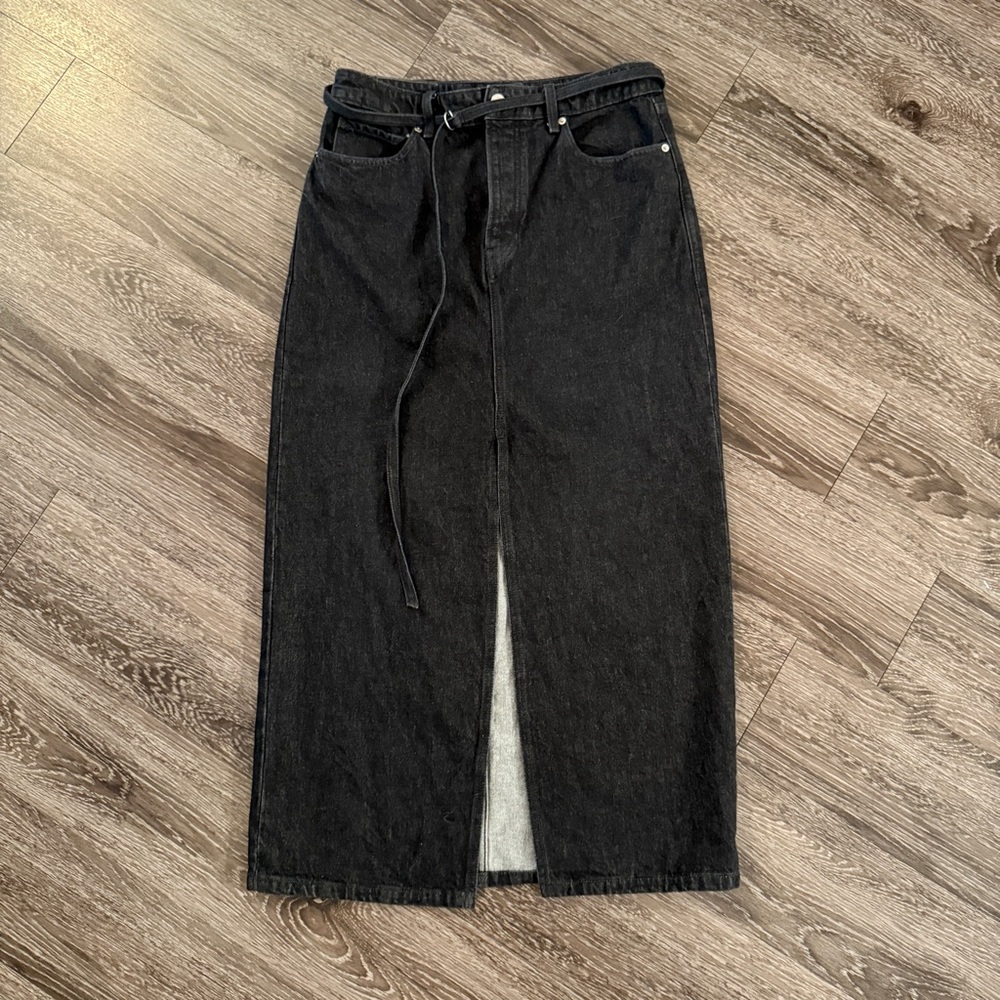 Banana republic black denim maxi skirt